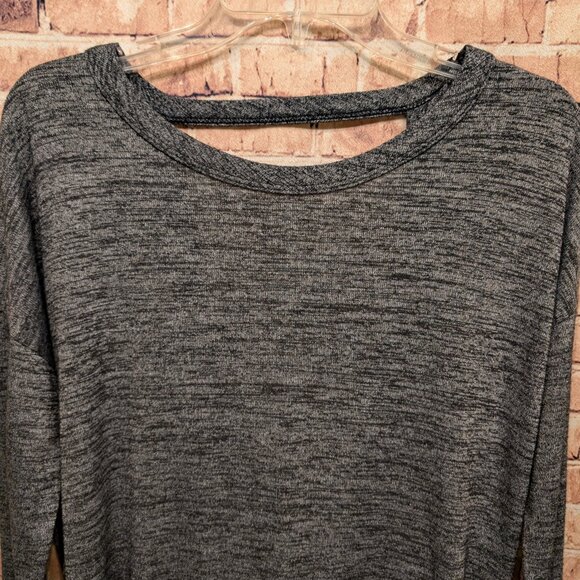 Draped Open Back Sweater BLACK/WHITE Heathered Size 2XL - Picture 5 of 10